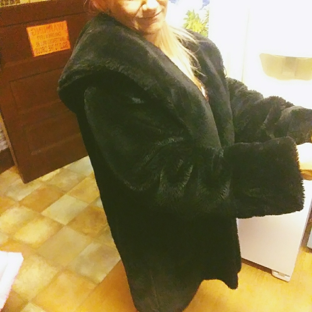 Marvin Richards Faux Black fur coat